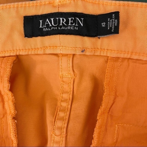Ralph Lauren Women Solid Orange Capri Ankle Crop Pants Jeans High Rise 28 Inseam - Picture 7 of 8